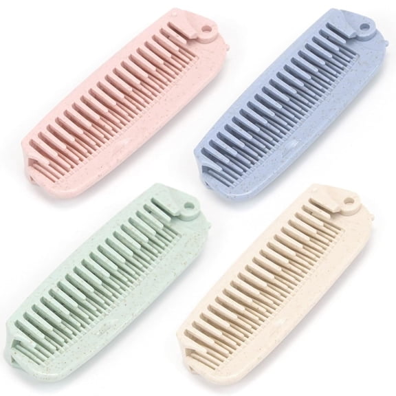 OPALESQUE 4 PCS Wheat Straw Foldable Hair & Makeup Comb,Portable, Eco-Friendly, For Men & Women - Perfect for Travel