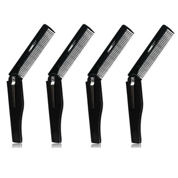 OPALESQUE 4pcs Folding Comb for Hair & Beard Grooming, Portable Pocket Comb for Men & WomenBlack