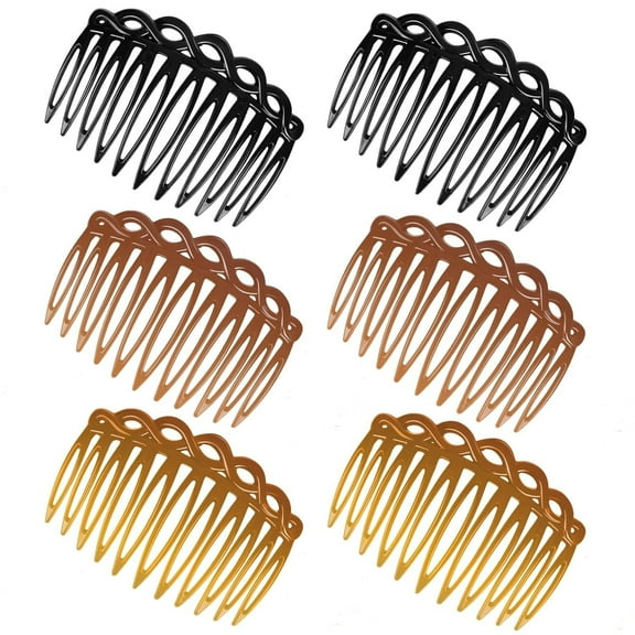 OPALESQUE 6 Pcs French Hair Side Combs, Women Hair Comb Accessories Plastic Twist Decorative Comb Hair Clips 3 Colors Bridal Wedding Veil Teeth Hair Combs for Multiple Hairstyles Girls Women