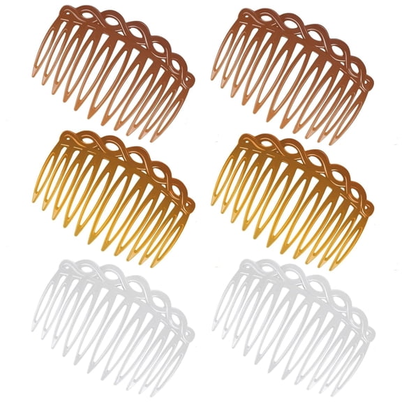 OPALESQUE 6 Pcs French Hair Side Combs, Women Hair Comb Accessories Plastic Twist Decorative Comb Hair Clips 3 Colors Bridal Wedding Veil Teeth Hair Combs for Multiple Hairstyles Girls Women