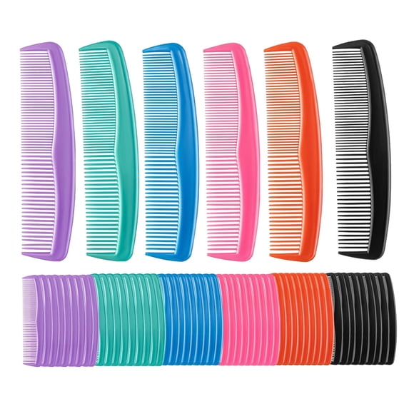 OPALESQUE 60 Pack Pocket Combs, Fine and Wide Tooth Plastic Hair Combs, Lightweight Combs for Daily Styling, Travel, Purse, Salon and Home Use, 6 Colors