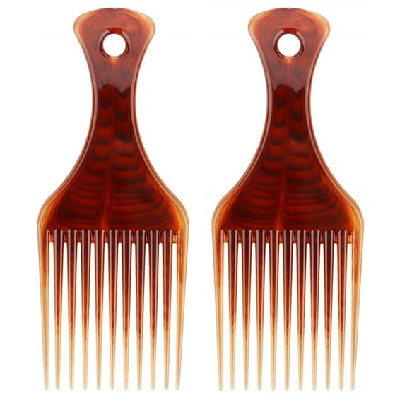 OPALESQUE Curly Hair Pick Comb, 2 Pack Smooth Afro Lift Detangle Wide Tooth No Frizz Hair Styling Tool for Men