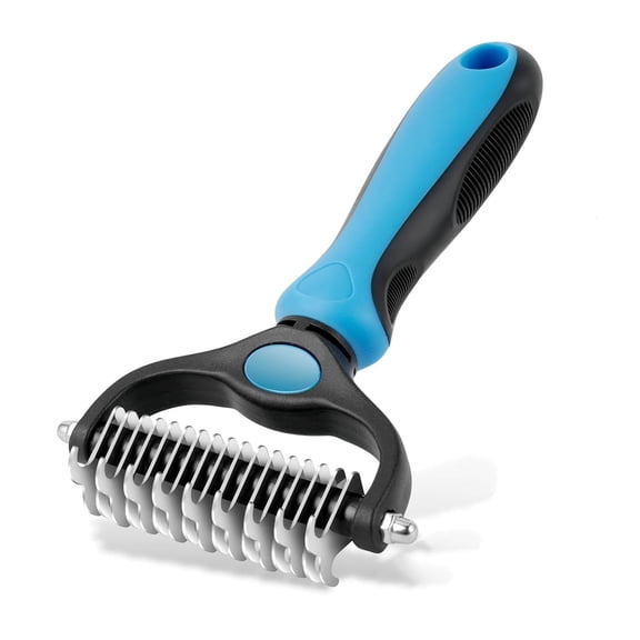 OPALESQUE Pet Grooming Brush, Double Sided Undercoat Rake for Dogs & Cats, Professional Deshedding Brush and Dematting Tool, Safe and Effective Removing Knots, Mats, Tangles,and Flying Hair