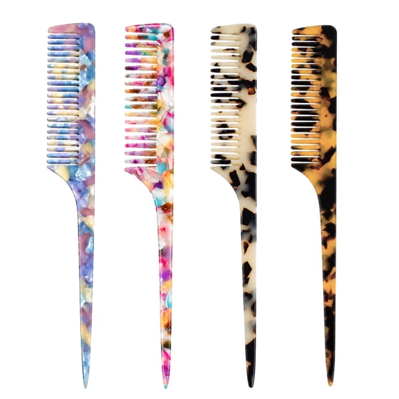 OPALESQUE Rat Tail Combs for Women, 4 Pack Hair Parting Combs, Fine ...