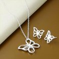 OPALRY Fashion 925 Sterling Silver butterfly Necklace Earrings Jewelry