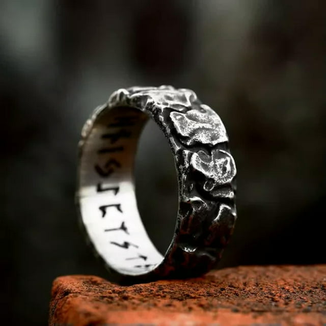 OPALRY Nordic Viking Letter Vintage Personalized Stainless Steel Rings
