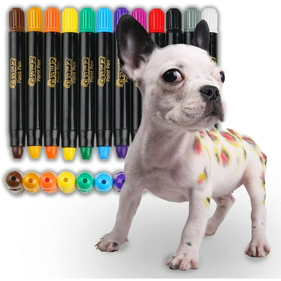 OPAWZ 12pcs Paint Pens for Temporary Dog Hair Dye, Washable Pet Hair Dye, Grooming Accessories Kit Marking Paint for Dogs, Cats, Birds and Horses