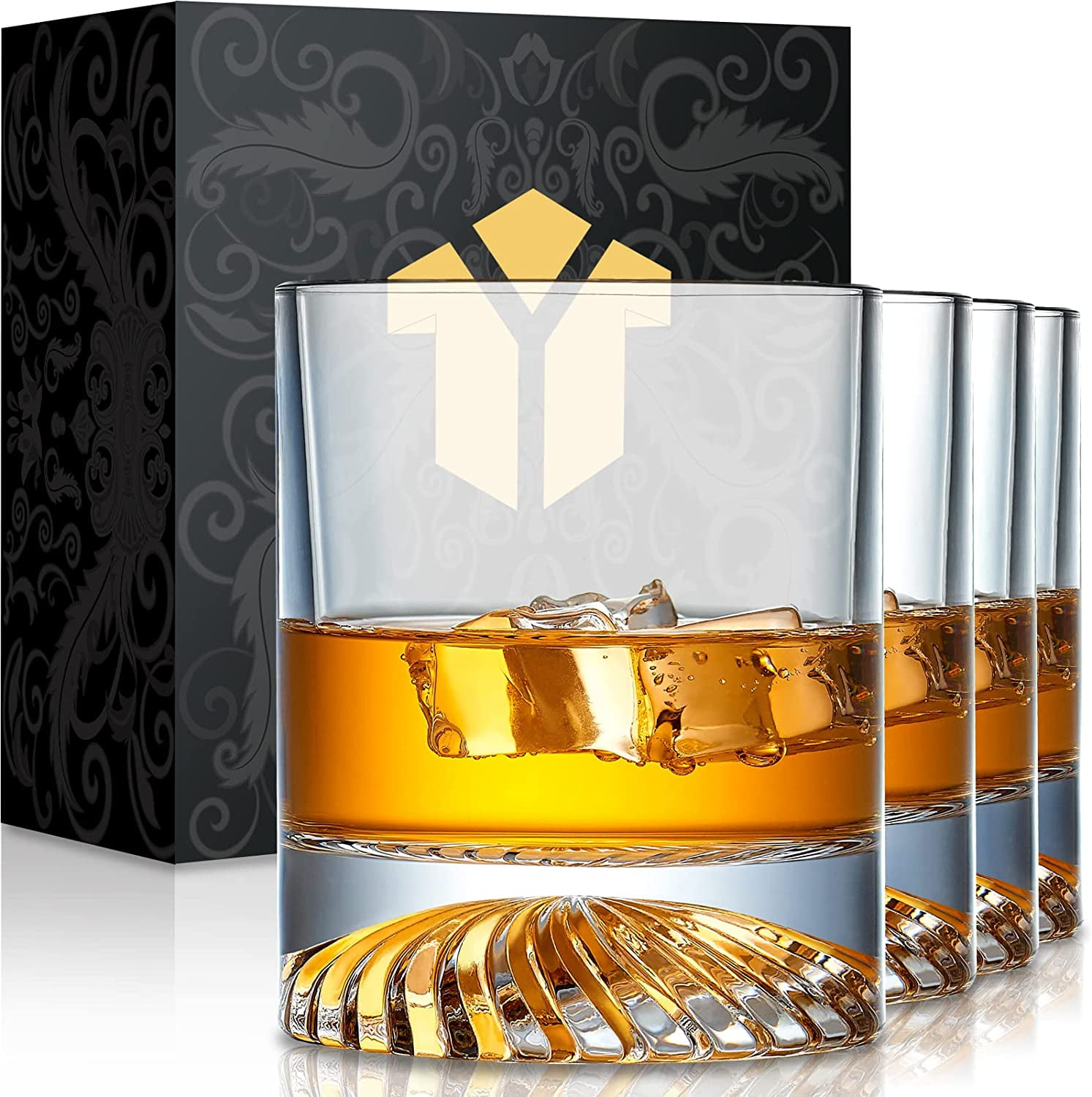 Royalty Art Whiskey Glasses - Set of 4 Premium Crystal Tumblers with The  Distinctive Kinsley Design …See more Royalty Art Whiskey Glasses - Set of 4