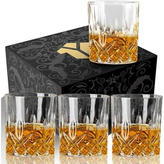 Viski Beau Stemless Lowball Glasses Set of 4 - Vintage Crystal Drinking  Glasses for Whiskey, Old Fashioned, Scotch & Bourbon, Art Deco Cocktail  Glasses Arch Design, 11oz