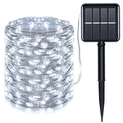 BCOOSS Led Solar String Lights Outdoor Waterproof for Patio Decoration 32FT 100 LED 8 Modes Fairy Light (white)