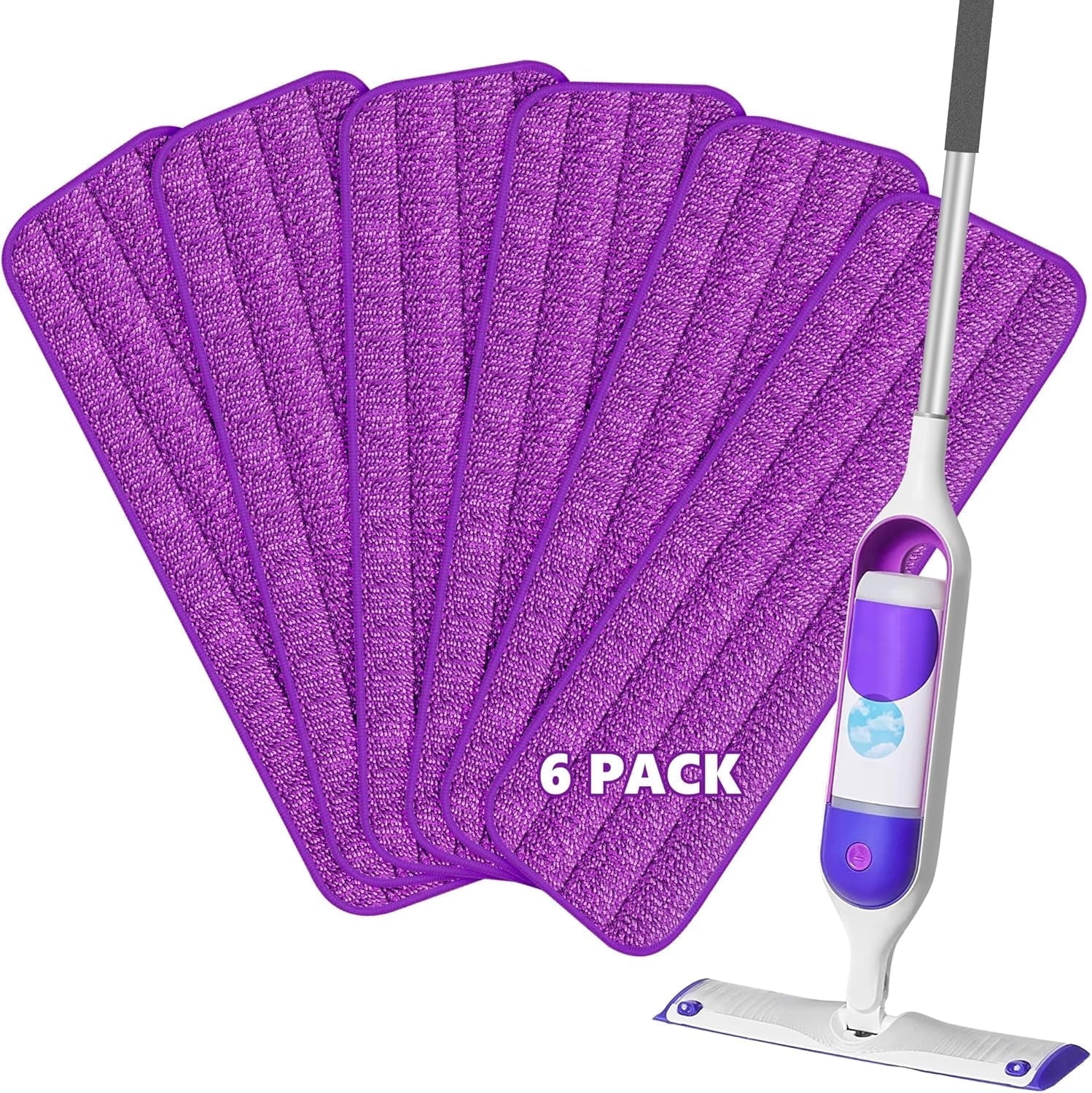 OPCUS Reusable Microfiber Mop Pads for Swiffer PowerMop 6 Pack, Power Mop Pads Refills Replacement for 13 ''-15 '' Spray Mop