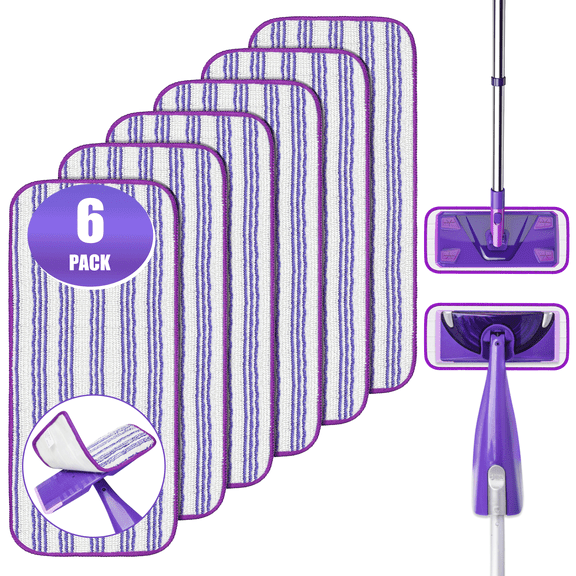 SUGARDAY Reusable Wet Jet Mop Pads 6 Pack Wetjet Refills Wet Pads Microfiber Replacement Pads for Hardwood Floor Cleaning