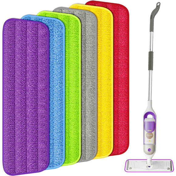 SUGARDAY Reusable Mop Pads Compatible with SwifferPower Mop Refill 6 Pack, Washable Microfiber Power Mop Pads Refill for Multi-Surface Floor Cleaning