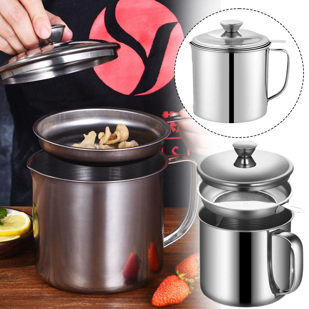 OPDBN Stainless Steel Oil Filter Pot Grease Separating Home Kitchen ...