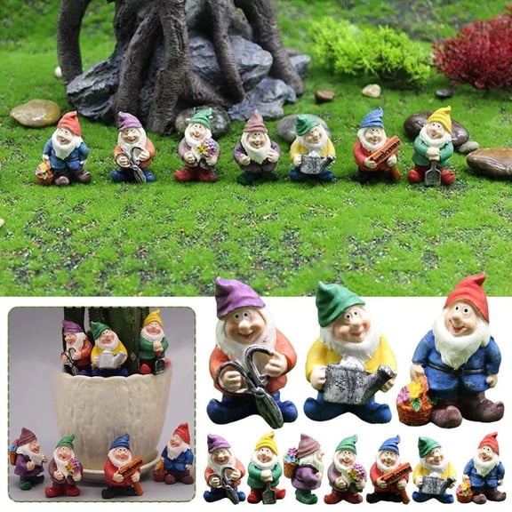 OPDBN 7pcs Moss Micro Landscape Decorations Garden Dwarf Ornaments Cross-Border Resin Crafts Christmas Dwarf Elf Landscaping