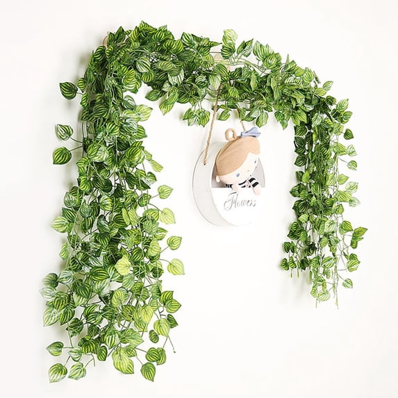 OPDBN Sweet Potato Green Leaf Creeper Greenhouse Wall-Mounted Gardening Decoration Simulation Plant Fence Decoration Simulation Flower 2 Meters Green Leaf Simulation Rattan
