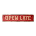 thumbnail image 1 of OPEN LATE Vintage Plastic Street Sign shops stores hours schedule restaurant | Indoor/Outdoor |  24" Wide, 1 of 4