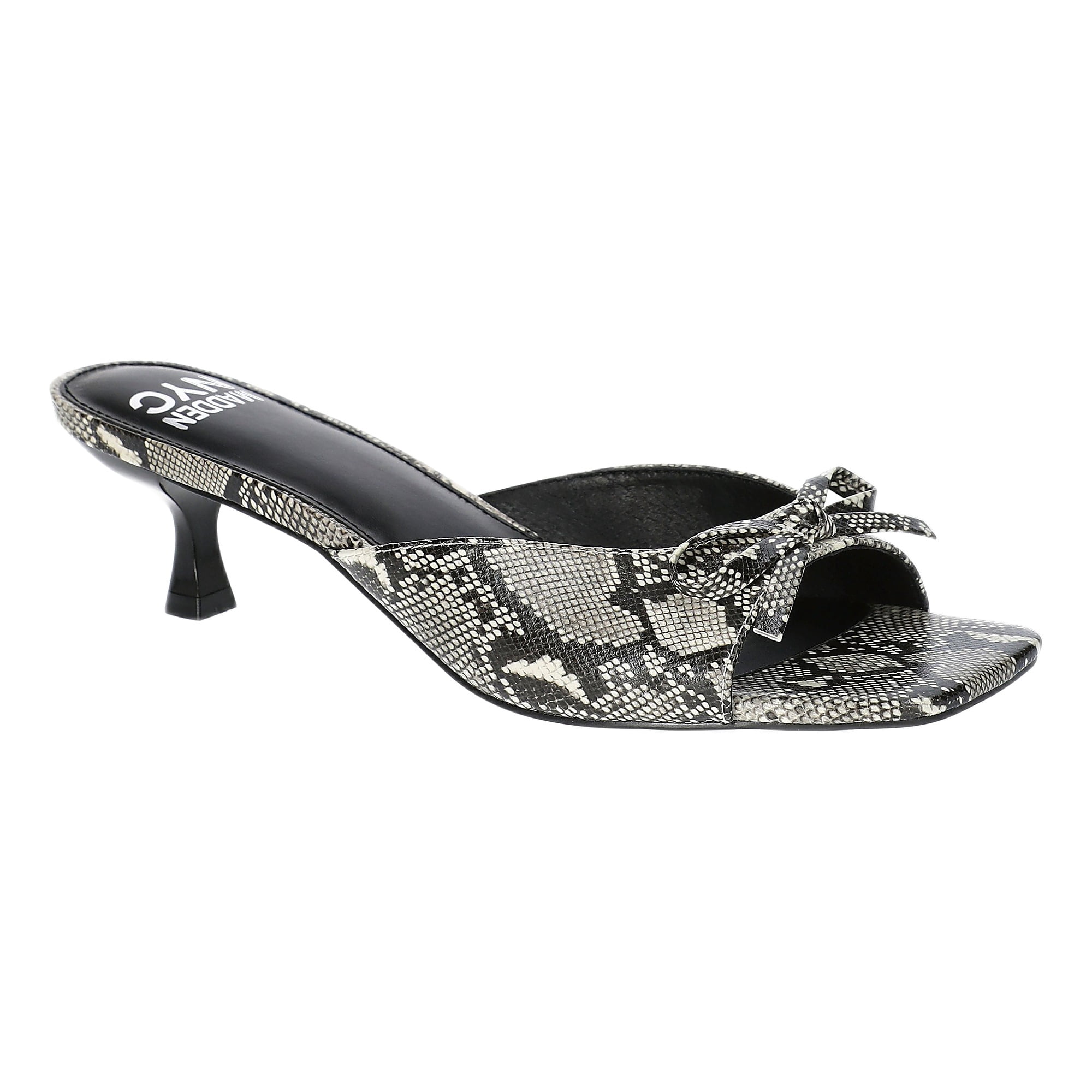 Madden NYC Women's Faux Snakeskin Kitten Heel Sandals with Bow
