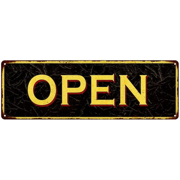 OPEN Vintage Looking Metal Sign Home Decor 6x18 106180032011