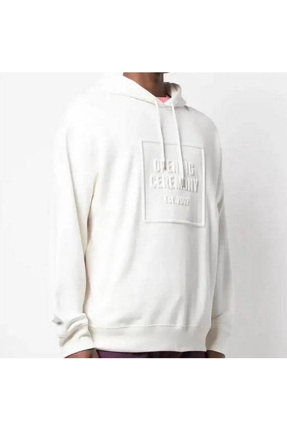 OPENING CEREMONY Men's Cloud White Embossed Box Logo Hoodie Size X-Large