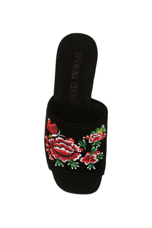 OPENING CEREMONY Women's Beaded Velvet Heeled Slides, Black, 6