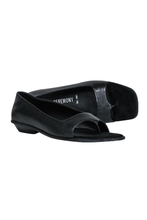 OPENING CEREMONY Women's Dora Square Toe Flats, Black, 5