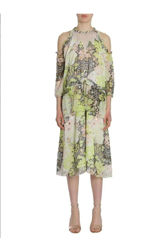 OPENING CEREMONY Women's Floral Dress, Acid Green Multicolor, 2