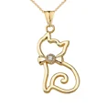 thumbnail image 1 of OPENWORK DIAMOND CAT PENDANT NECKLACE IN YELLOW GOLD, 1 of 1