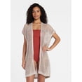 thumbnail image 1 of Time and Tru Women's Openwork Knit Coverup, Small/Medium, True Taupe/Khaki Safari, Fashion Cover-Ups, Summer, 1 of 5