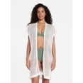thumbnail image 1 of Time and Tru Women's Openwork Knit Coverup, Size S/M, Winter White, 1 of 5