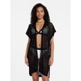 thumbnail image 1 of Time and Tru Women's Openwork Knit Coverup, Size XXL/XXXL, Black Soot, 1 of 5