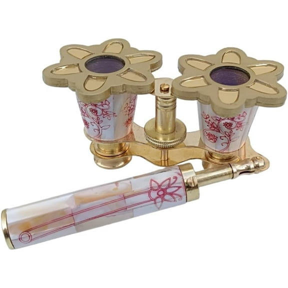 OPERA GLASSES 3X MAGNIFICATION PREMIUM BRASS & CRYSTAL CLEAR OPTICS ELEGANT GLASSES FOR THEATER