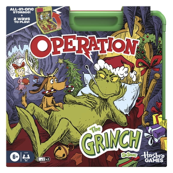Operation: The Grinch Edition Board Game, Dr. Seuss for Kids, 1+ Players, Ages 6+