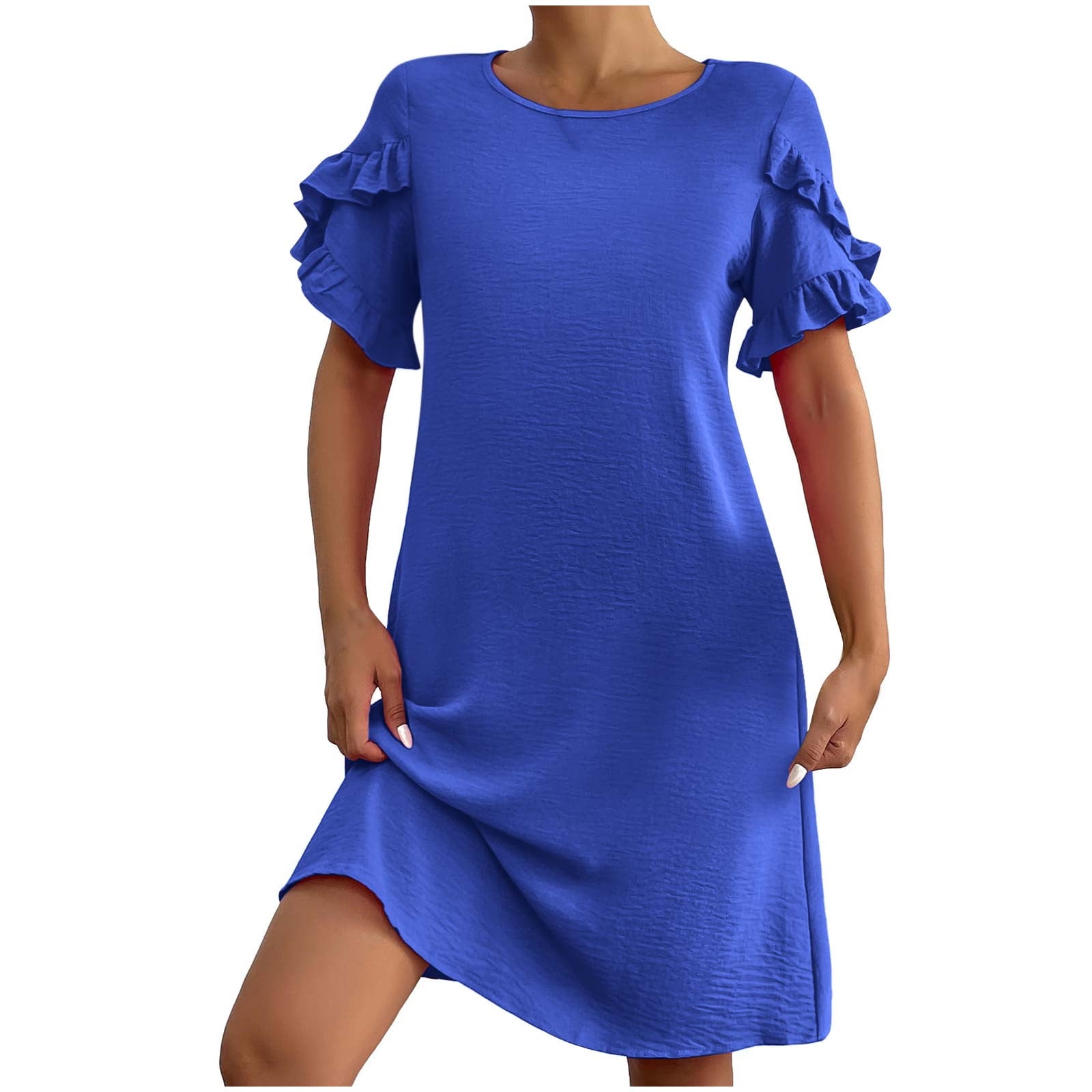 OPHPY Womens Summer Dress 2024 Casual Short Sleeve ALine Mini Dress
