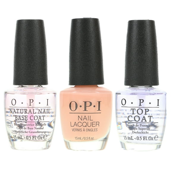OPI Bubble Bath 0.5 oz, Top Coat 0.5 oz & Natural Nail Base Coat 0.5 oz Combo Pack