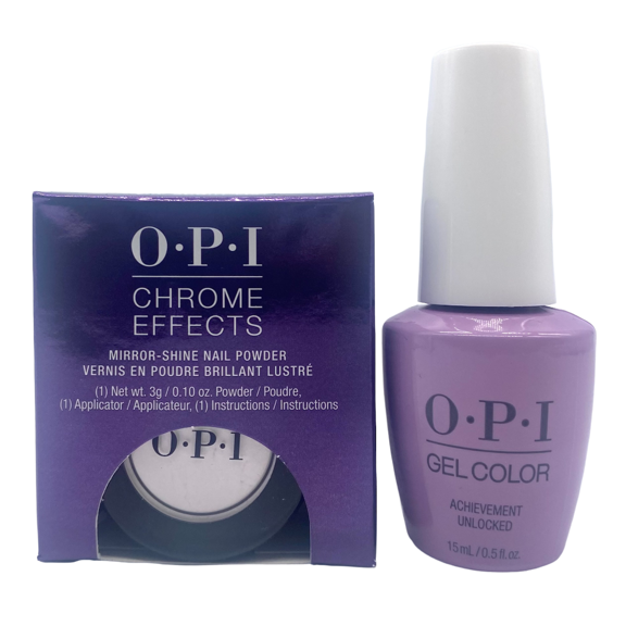 OPI Chrome Effects Amethyst.. Nail Powder + OPI GelColor Achievement Unlocked
