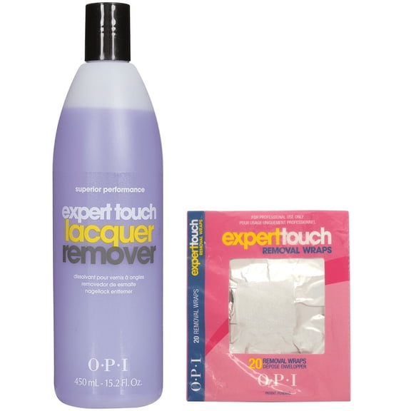 OPI Expert Touch Polish/Gel Nail Polish Remover, 15.2 Fl Oz + FREE Removal Wraps 20ct