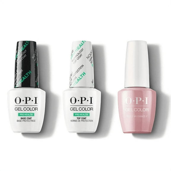 OPI GelColor Nail Polish + Top & Base Coat 0.5 oz TRIO Set - GC020 GC040 GCF16 - TICKLE MY FRANCE-Y
