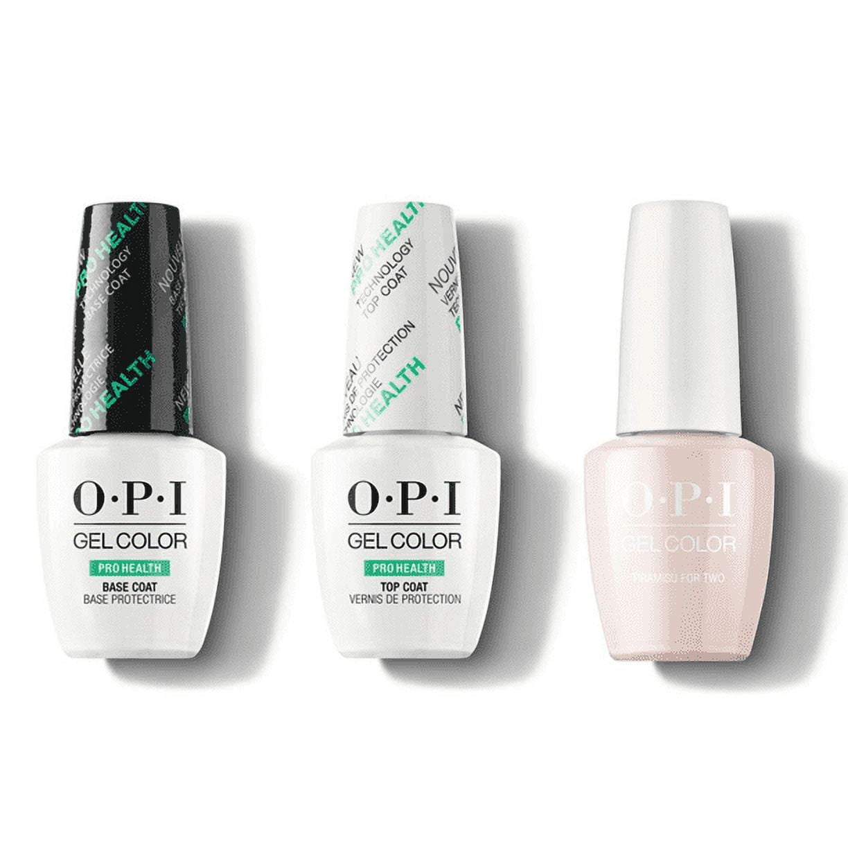 OPI GelColor Nail Polish + Top & Base Coat 0.5 oz TRIO Set - GC020 GC040 GCV28 - TIRAMISU FOR TWO