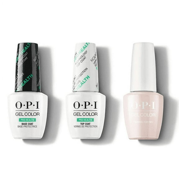 OPI GelColor Nail Polish + Top & Base Coat 0.5 oz TRIO Set - GC020 GC040 GCV28 - TIRAMISU FOR TWO