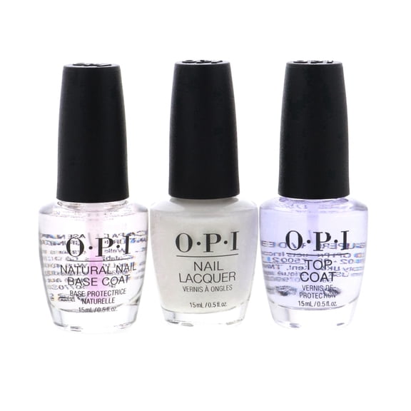 OPI Nail Lacquer Ultimate Nail Trio Set, Funny Bunny Color Polish, Natural Base Coat, Top Coat
