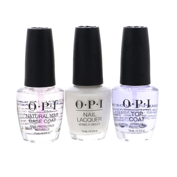 OPI Nail Lacquer Ultimate Nail Trio Set, Funny Bunny Color Polish, Natural Base Coat, Top Coat