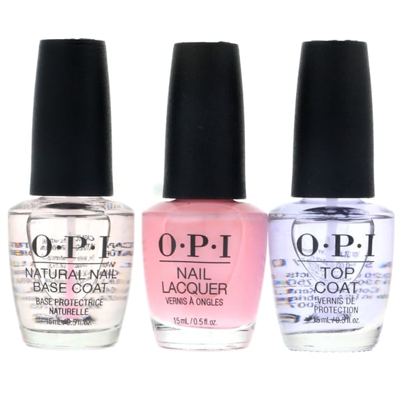 OPI Nail Lacquer Ultimate Nail Trio Set, It's a Girl Color Polish, Natural Base Coat, Top Coat