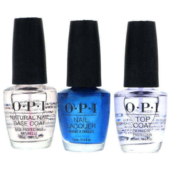 OPI Nail Lacquer Ultimate Nail Trio Set, Teal the Cows Come Home Color Polish, Natural Base Coat, Top Coat