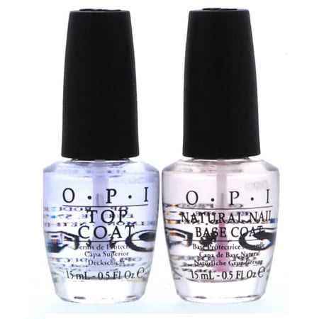 OPI Natural Nail Polish Lacquer Base Coat & Top Coat Combo, 0.5oz