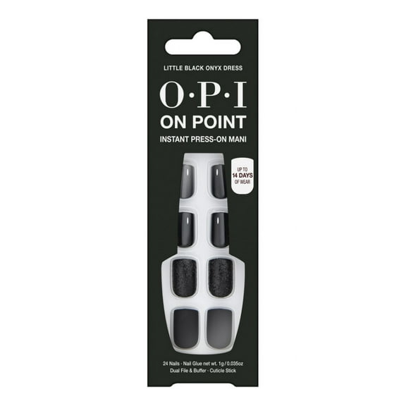 OPI On Point Instant Press On Nails, Little Black Onyx Dress, False Nails, 24 Pieces