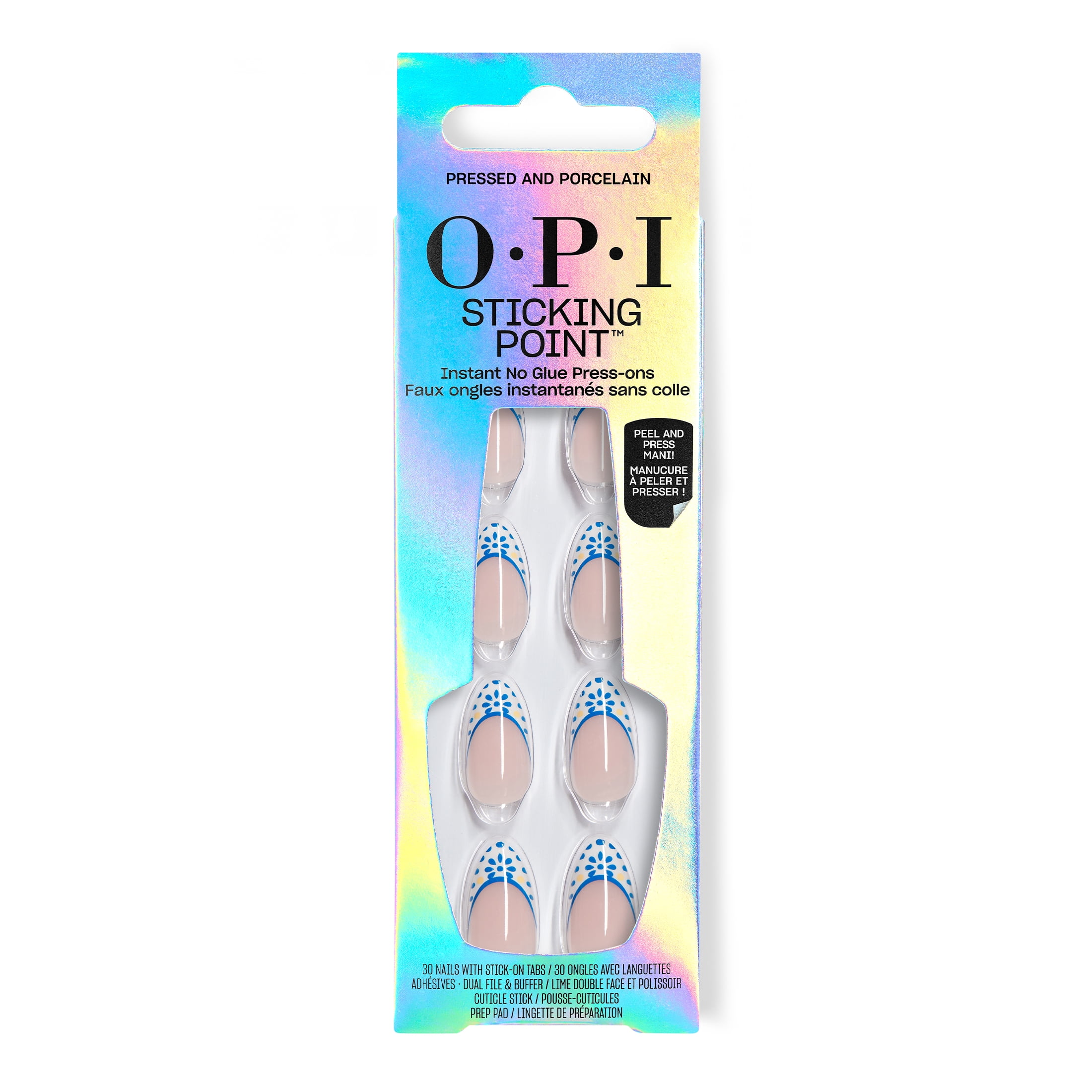OPI Sticking Point Peel & Stick Artificial Nails with Built in Sticky Tabs, Pressed & Porcelain