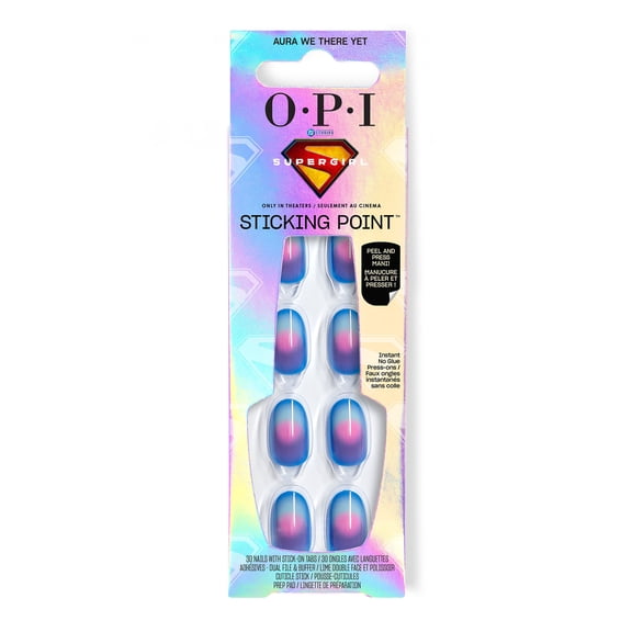 OPI Sticking Point Press on Nails, Aura We There Yet, with Built-in Sticky Tabs