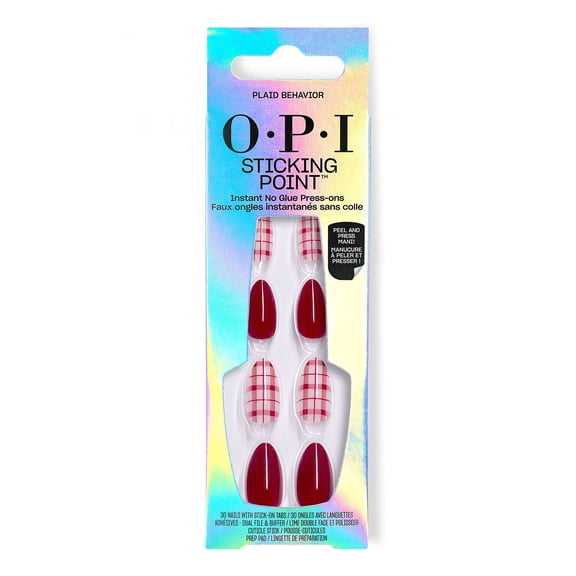 OPI Sticking Point Press On Nail Polish Strips, Plaid Behavior