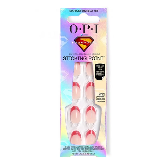 OPI Sticking Point Press on Nails, Stardust Yourself Off, with Built-in Sticky Tabs